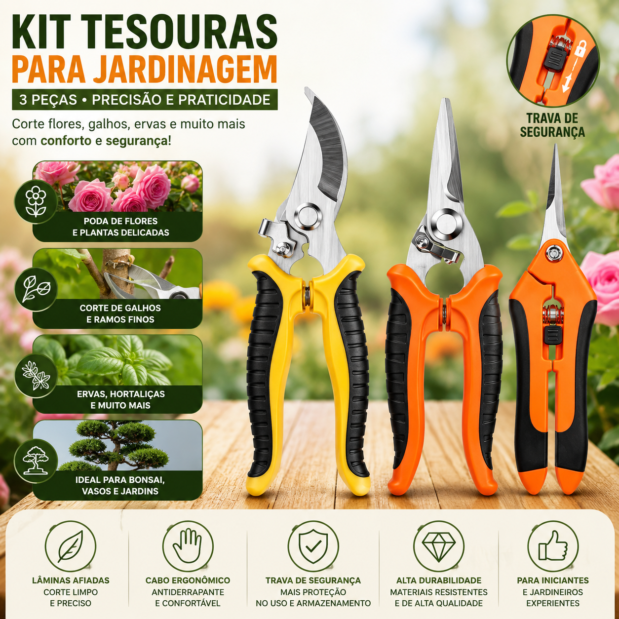 GardenPro™ | Kit Completo de Tesouras para Jardinagem