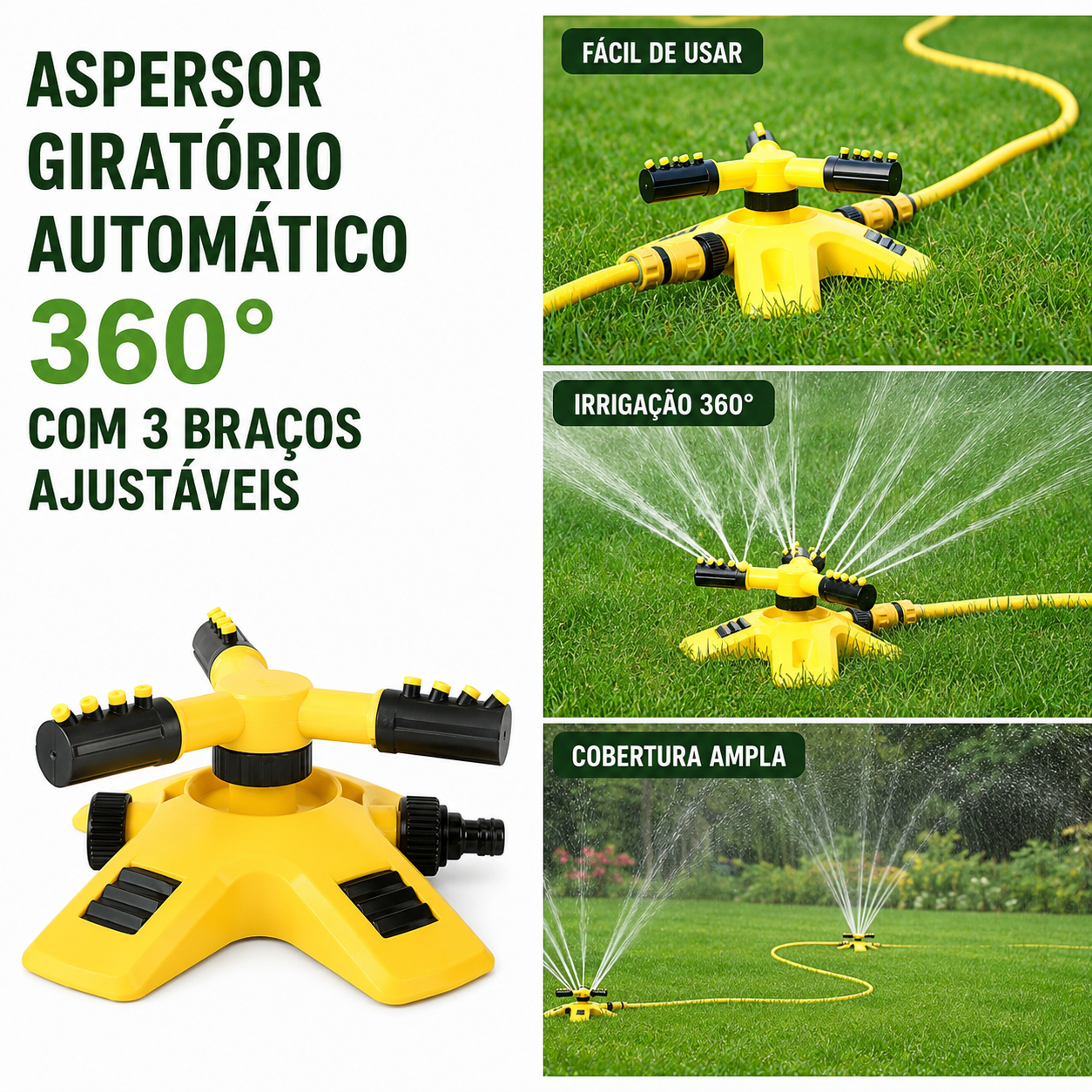 HydroSpin™ 360 | Aspersor Automático para Jardim