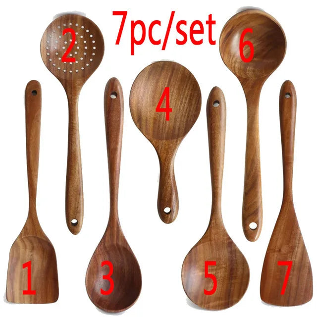 Teak Chef™ | Kit Premium de Utensílios em Madeira