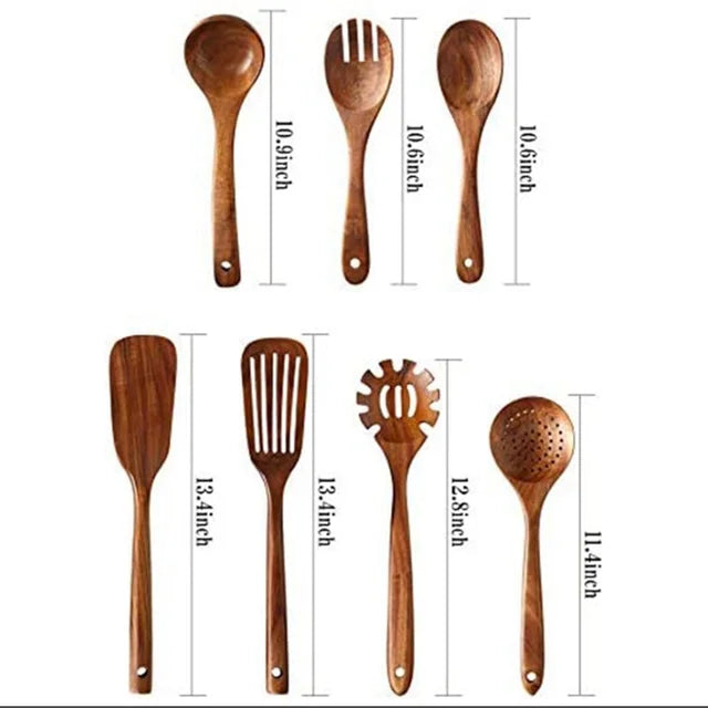 Teak Chef™ | Kit Premium de Utensílios em Madeira