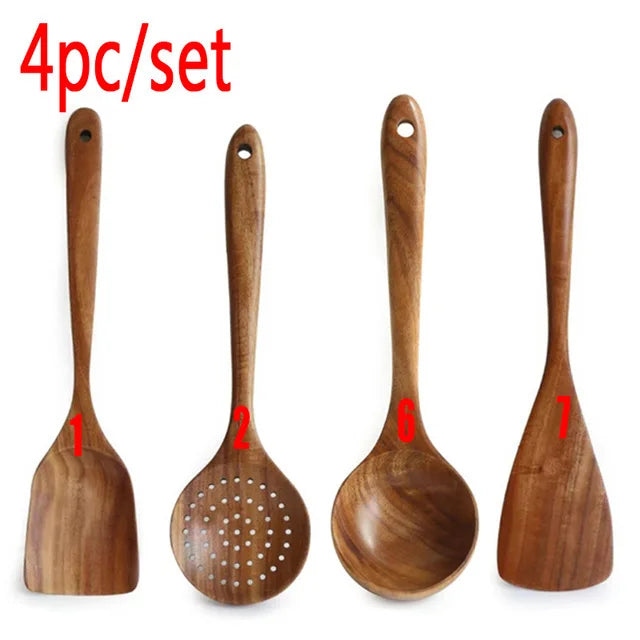 Teak Chef™ | Kit Premium de Utensílios em Madeira