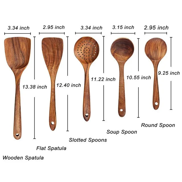 Teak Chef™ | Kit Premium de Utensílios em Madeira